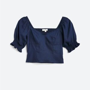 NWOT Daisy & Delilah Kirsten Smocked Back Crop Top in navy size L